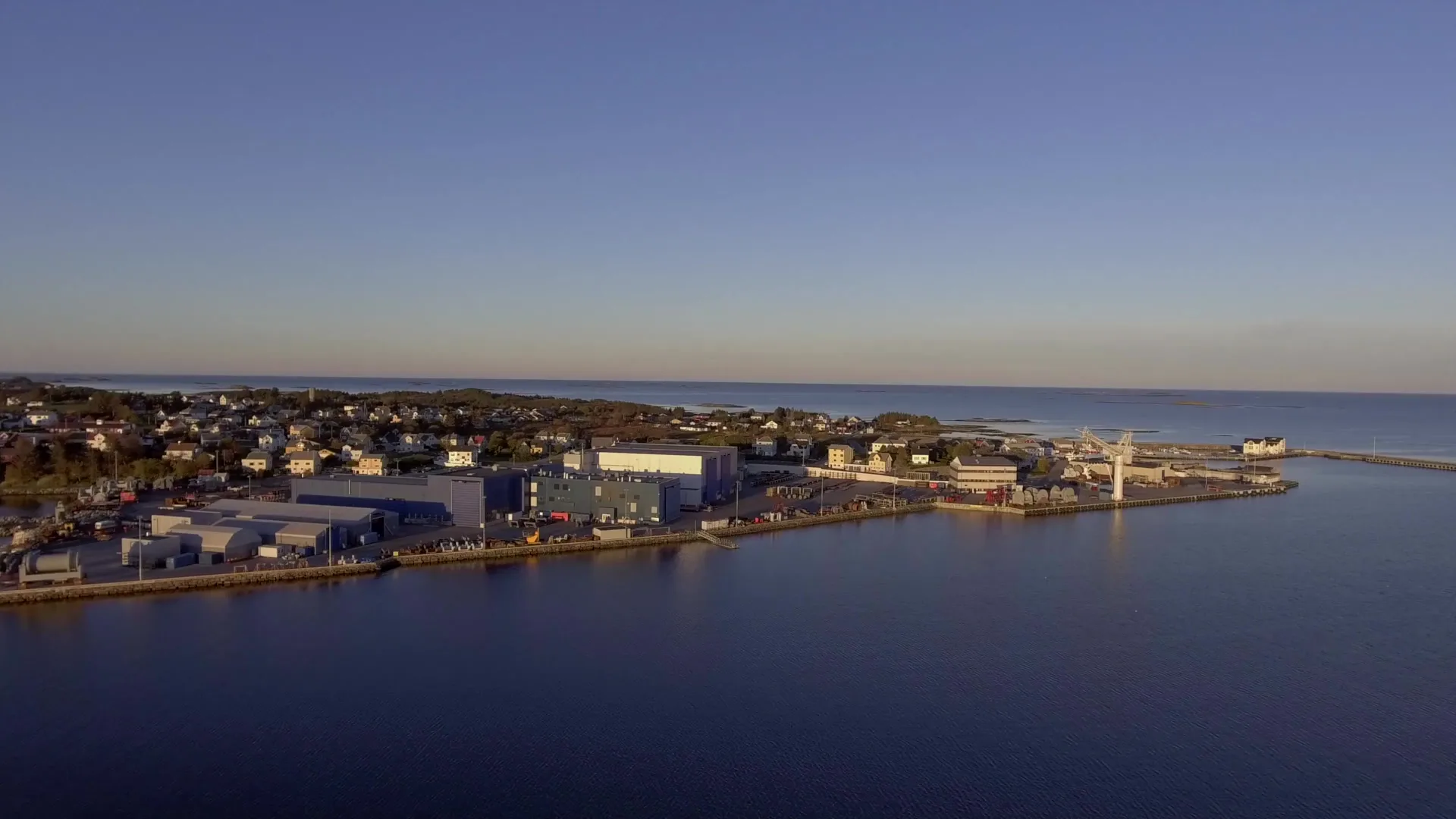 Aerial view of IP Huse facilities and quay