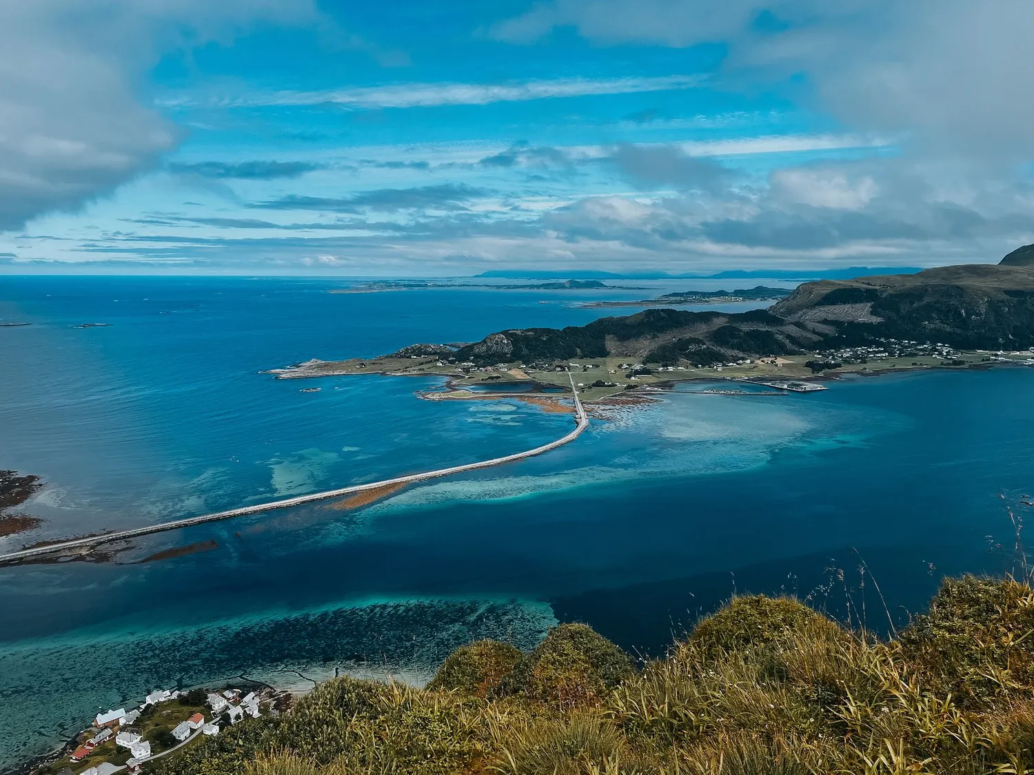 Spectacular aerial view from Skulen mountain over Flemsøya and the Nordøyane islands