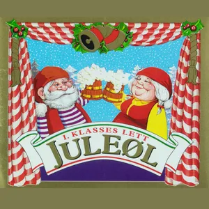 Classic Norwegian Christmas beer label with festive motif