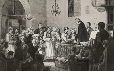 A traditional Norwegian wedding scene