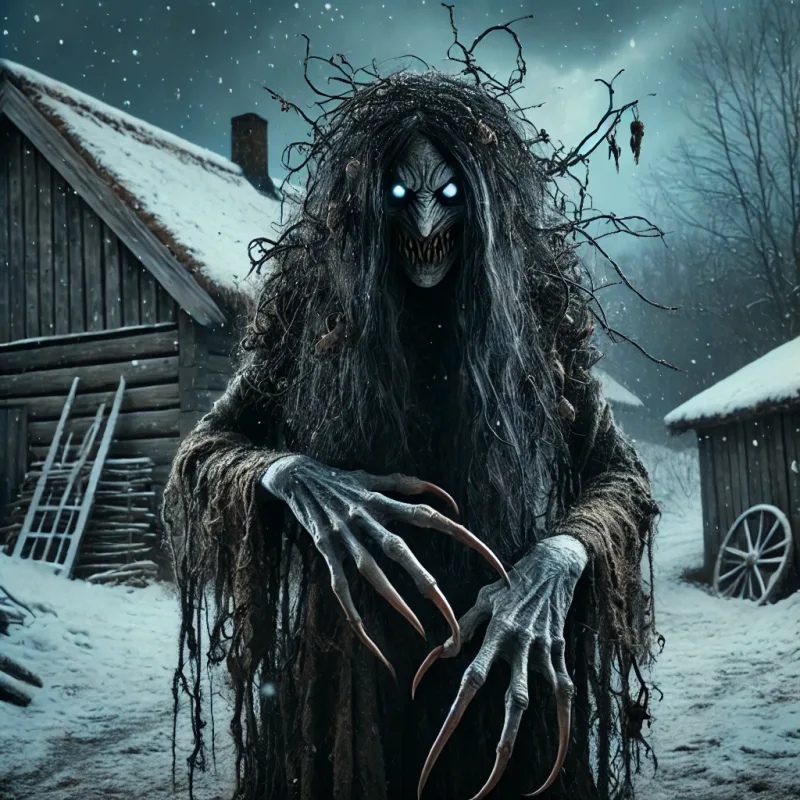An illustration of Lussi, the terrifying supernatural female being from Norse folklore