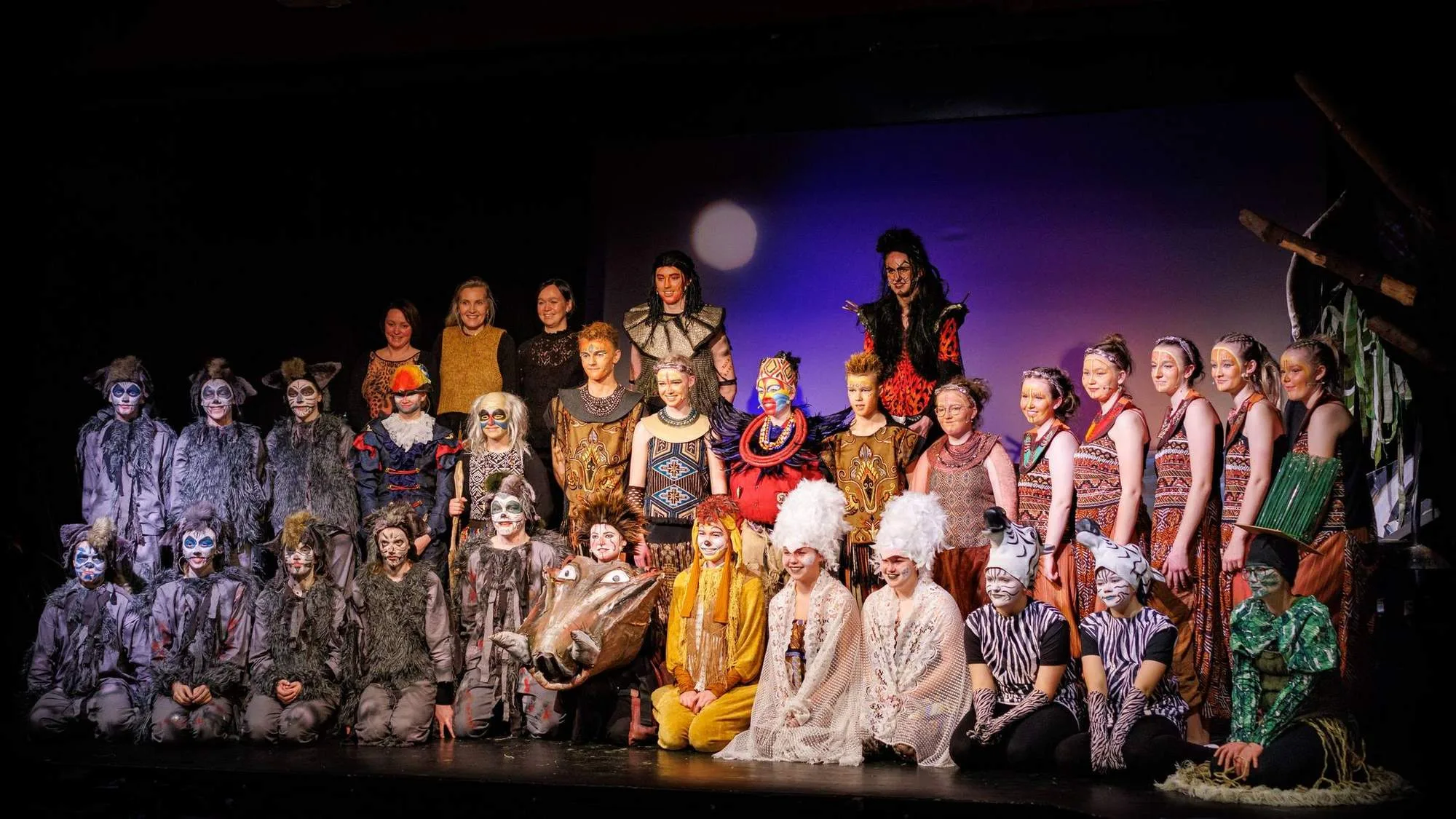 The full Nordøyane theater group gathered together for a group photo after a successful production