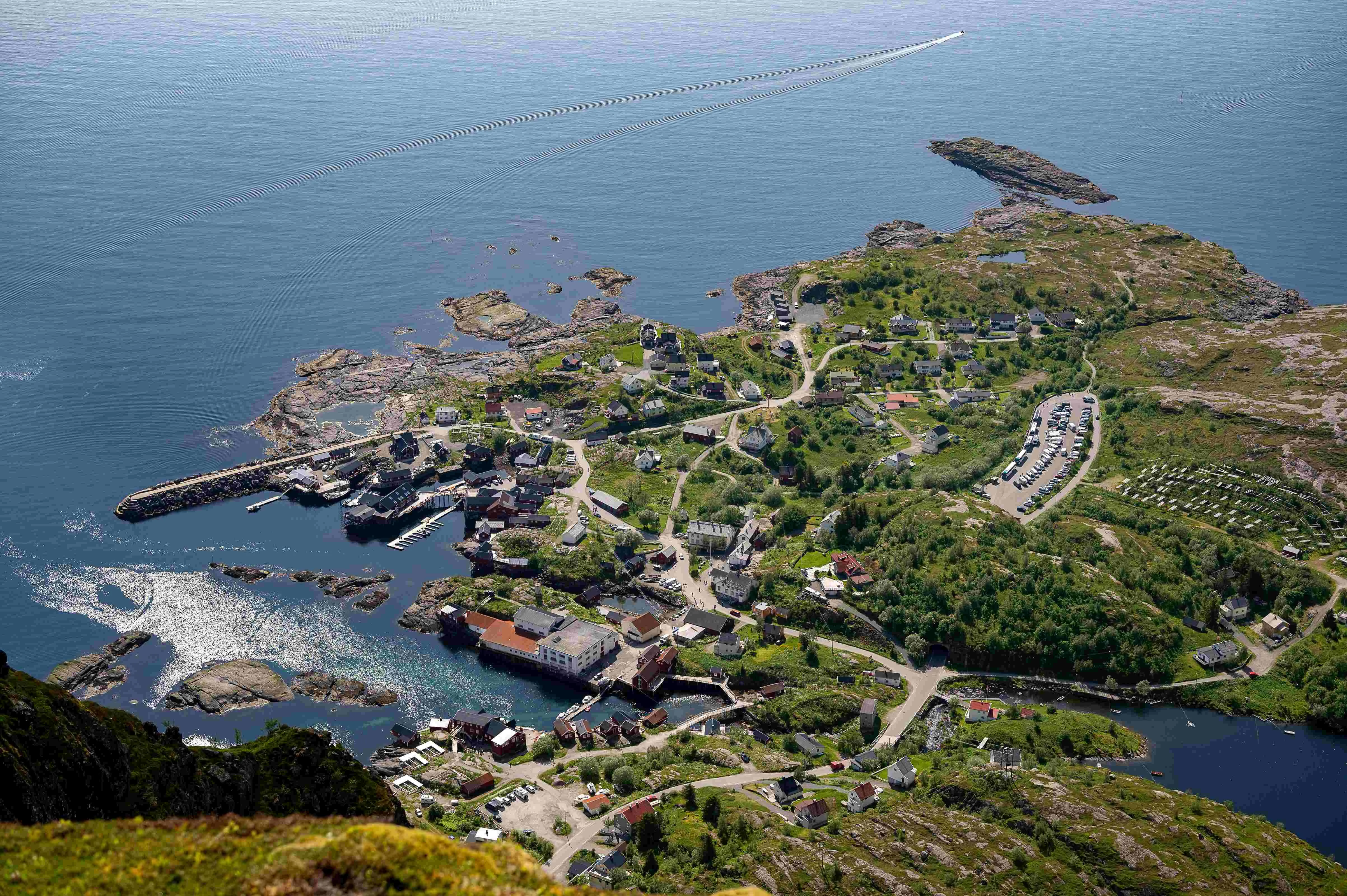 Aerial view of Å village by the sea