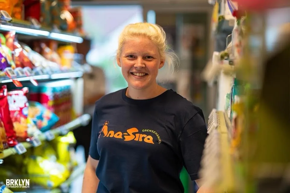 Tina at the community store in Åna-Sira