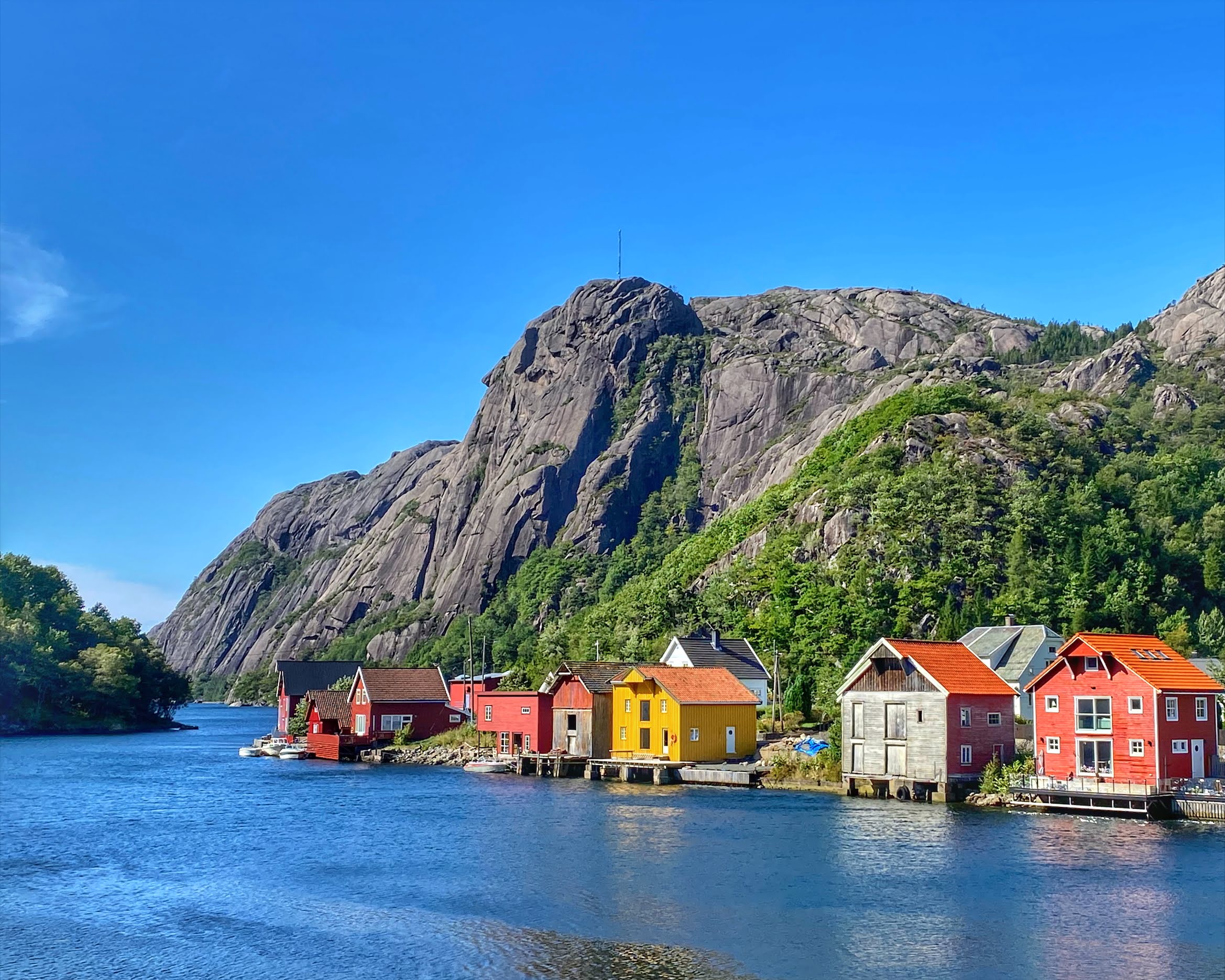 Aerial view of Åna-Sira village by the Sira River