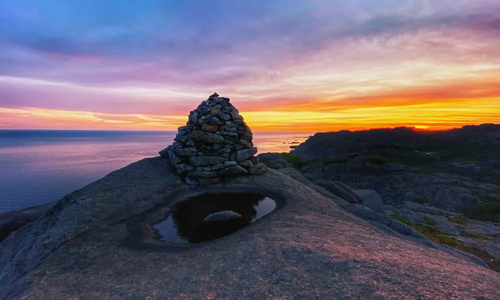 Sunset over the mountains near Åna-Sira