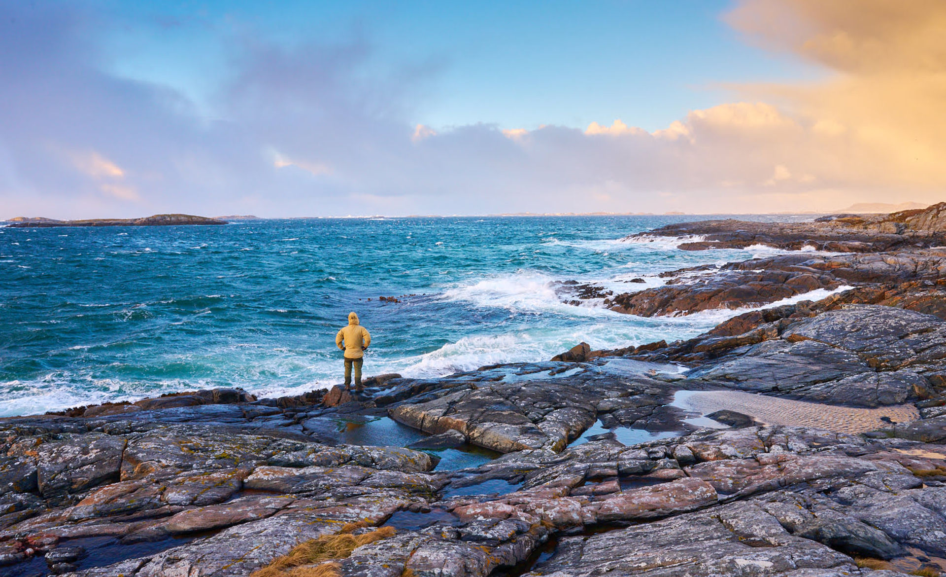Aukra island aerial view over the coastline