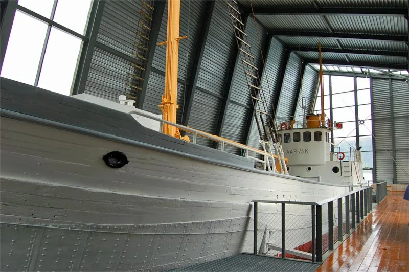 The Arctic sealing vessel Aarvak in dry dock at Ishavsmuseet