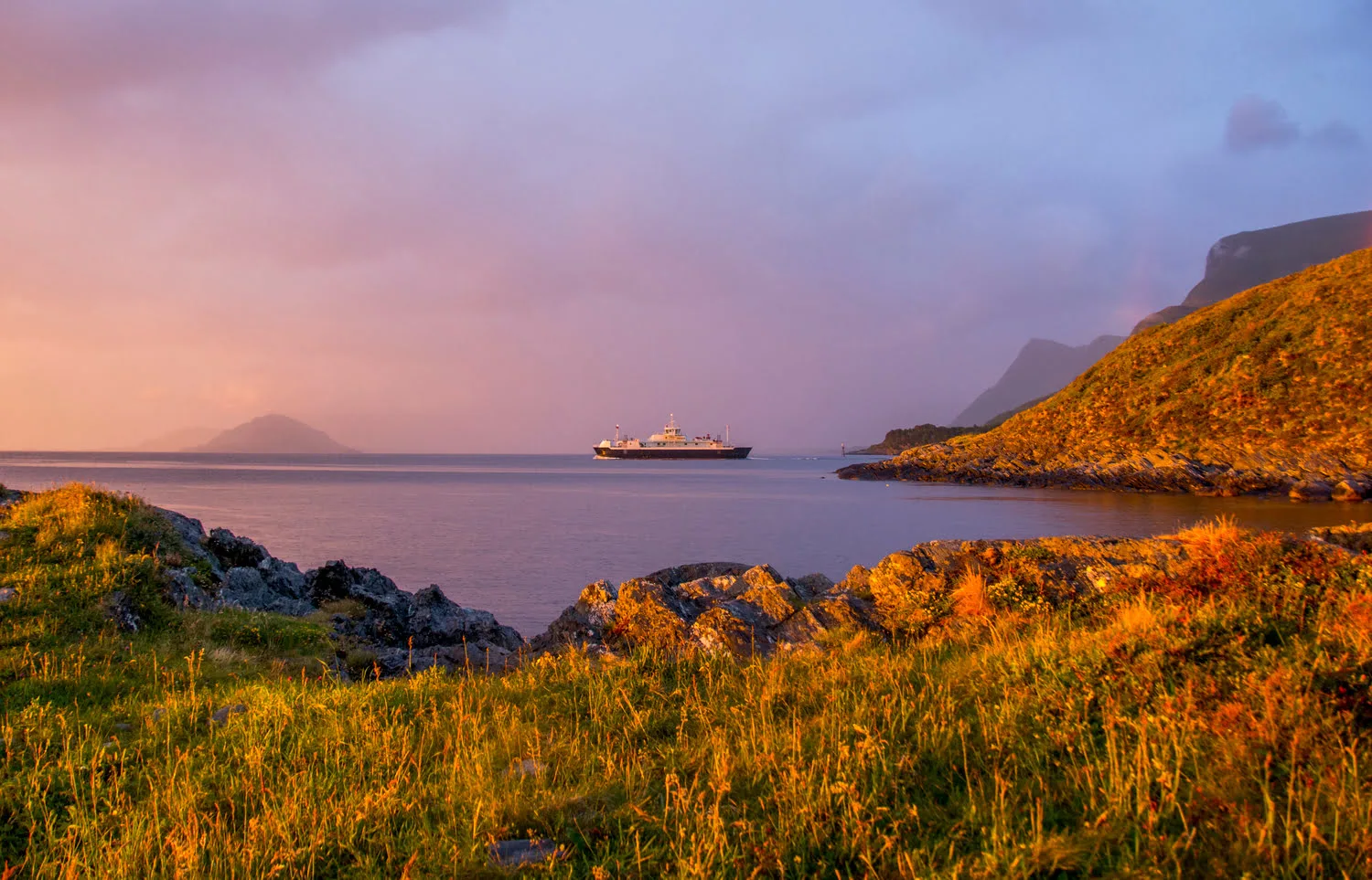 Ferry in evening light