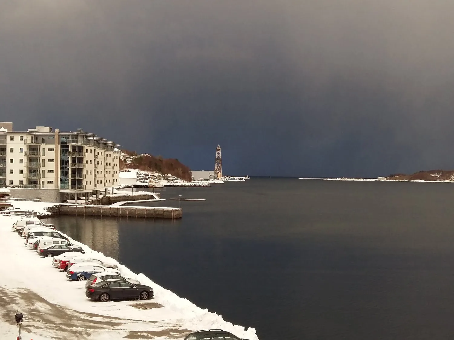 Snow squall over the farms