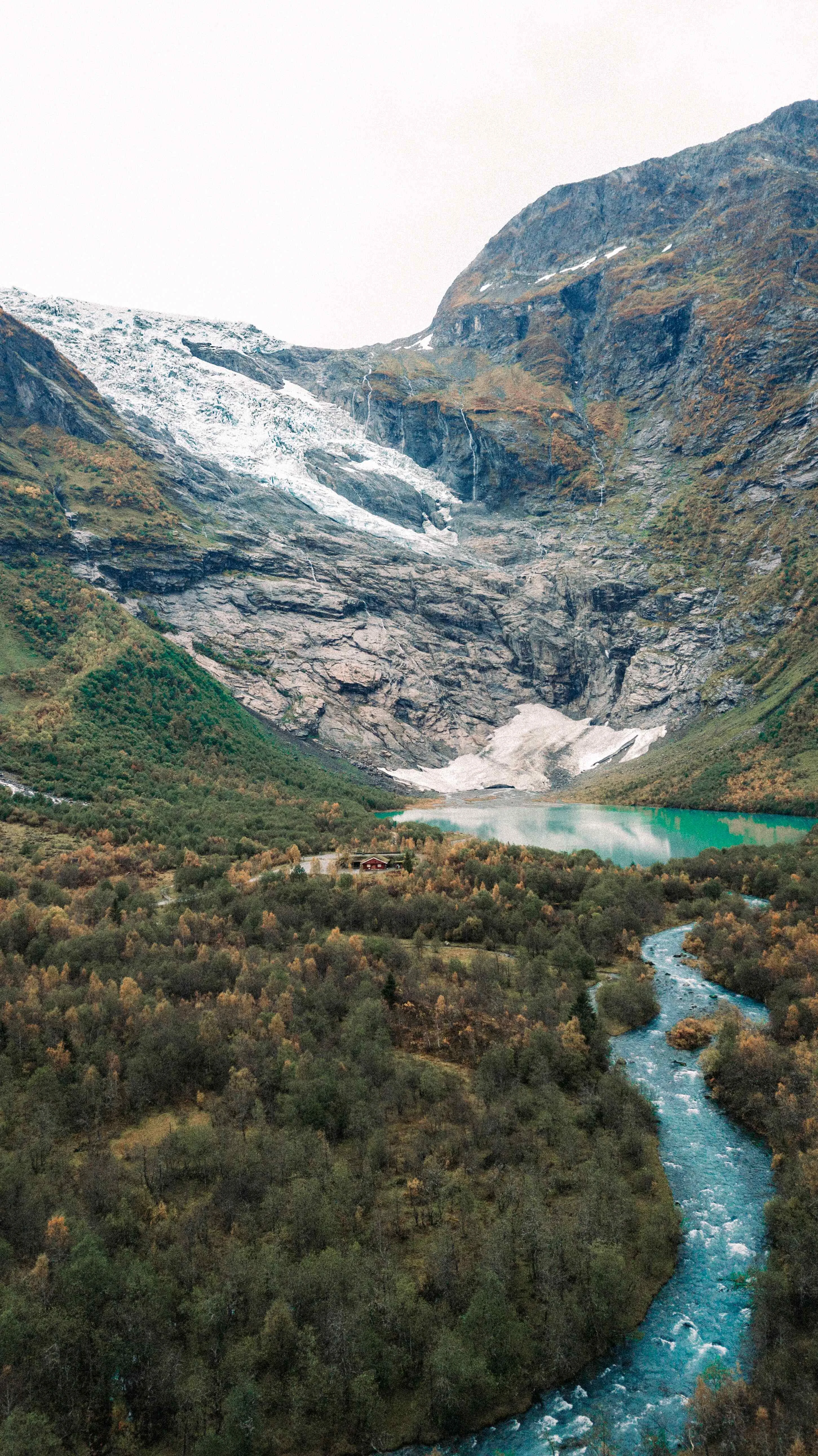 Mountain and fjord landscape at Fjærland