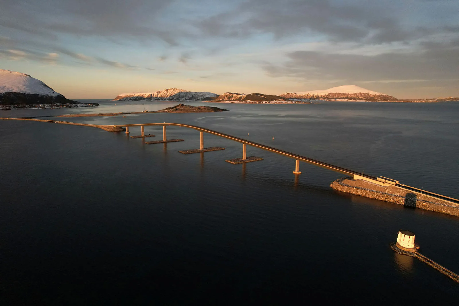 Nordøyvegen bridge connecting the islands to the mainland