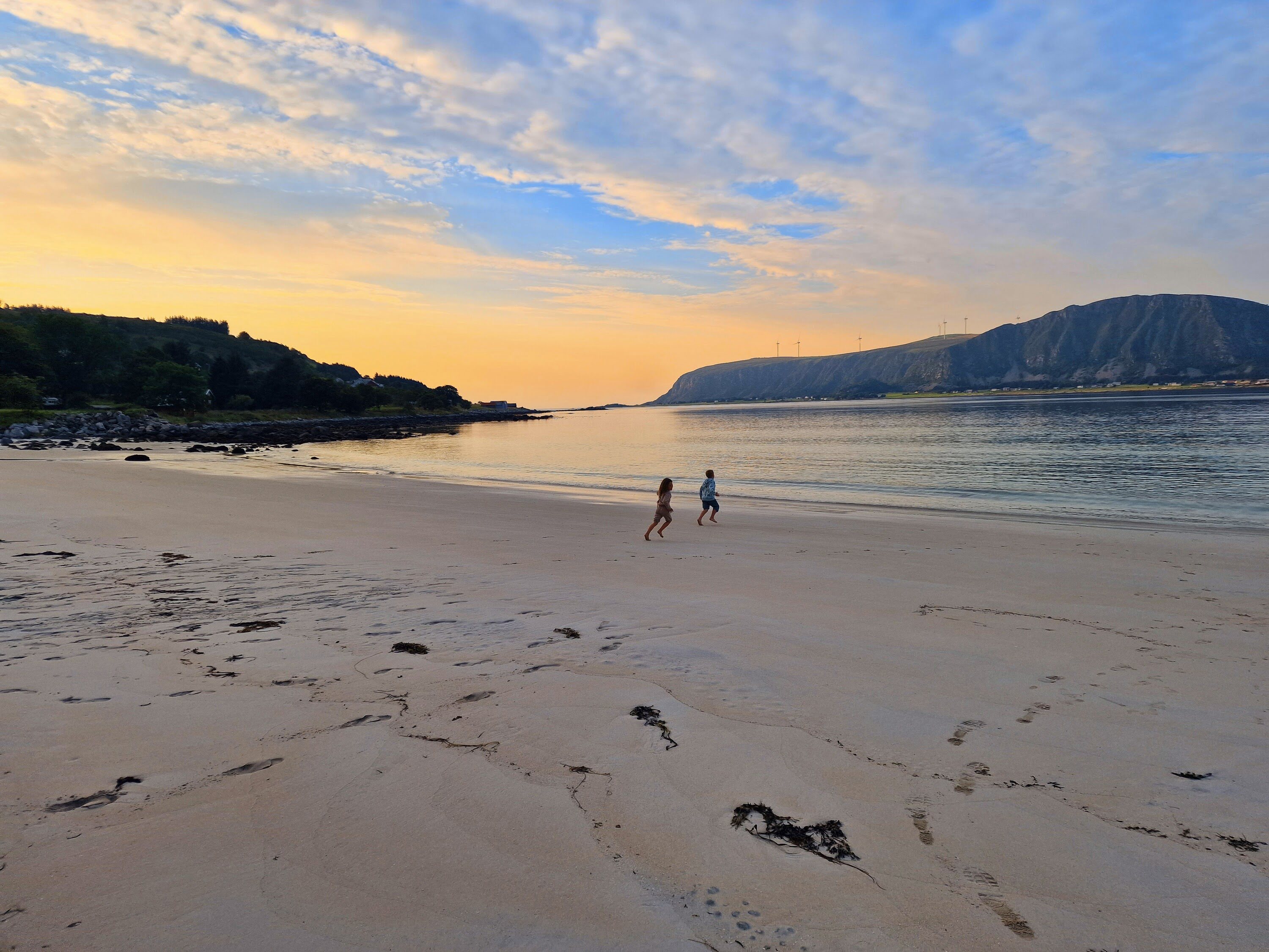 Lepsøya island coastline at sunset