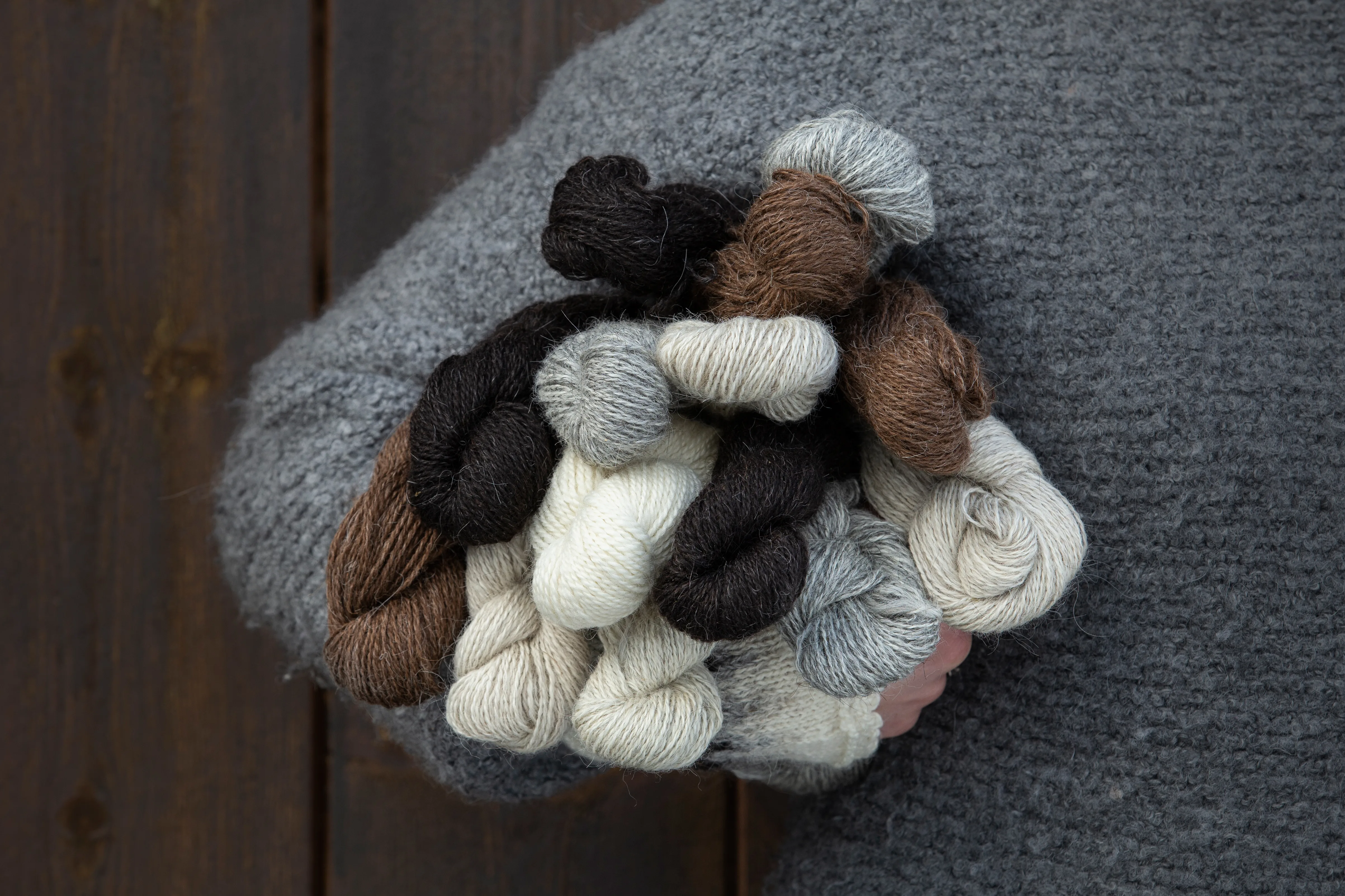 Yarn in black, brown and white