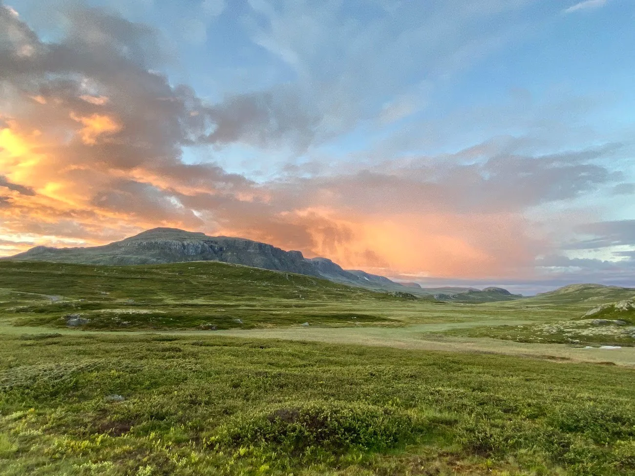 Beautiful natural landscape at sunset in Leveld, Norway