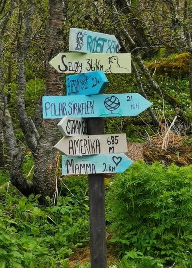 A sign showing the distance to different places
