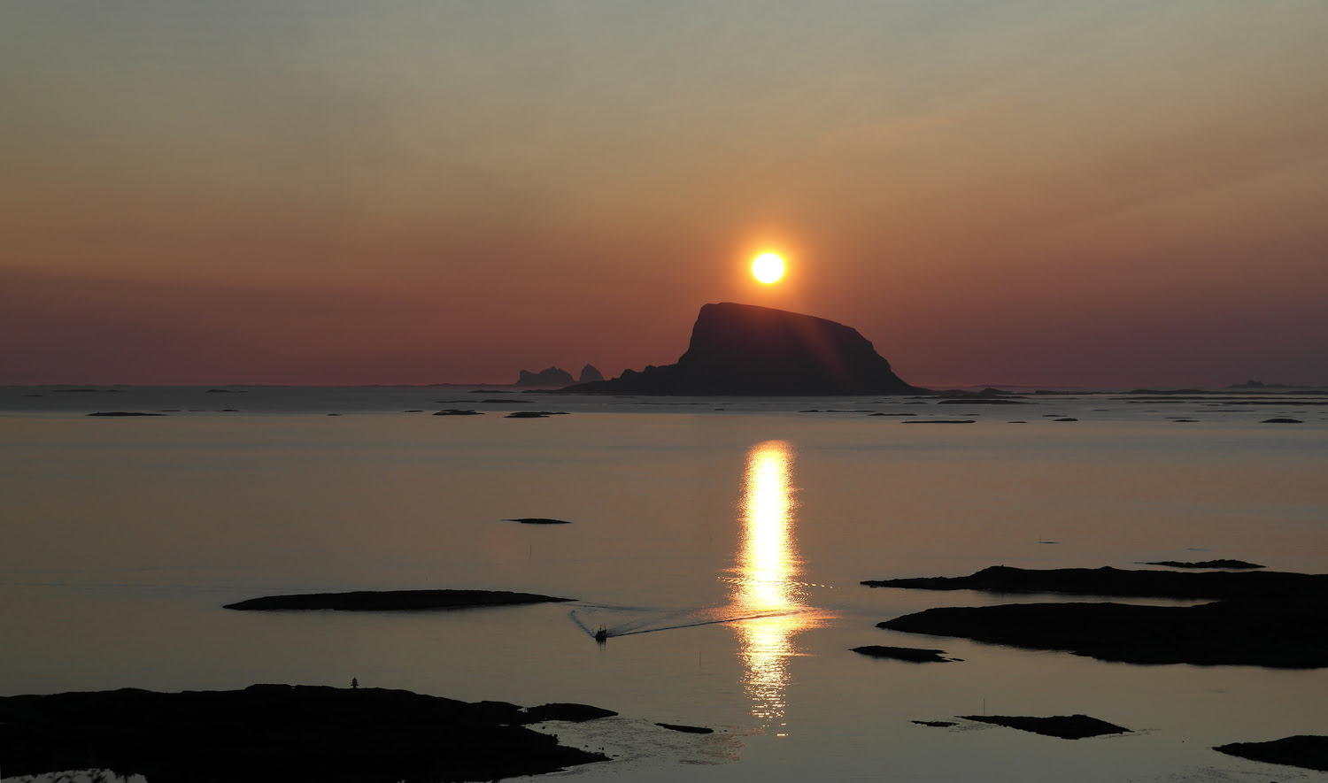 Sunset over Lovund island on the Helgeland coast