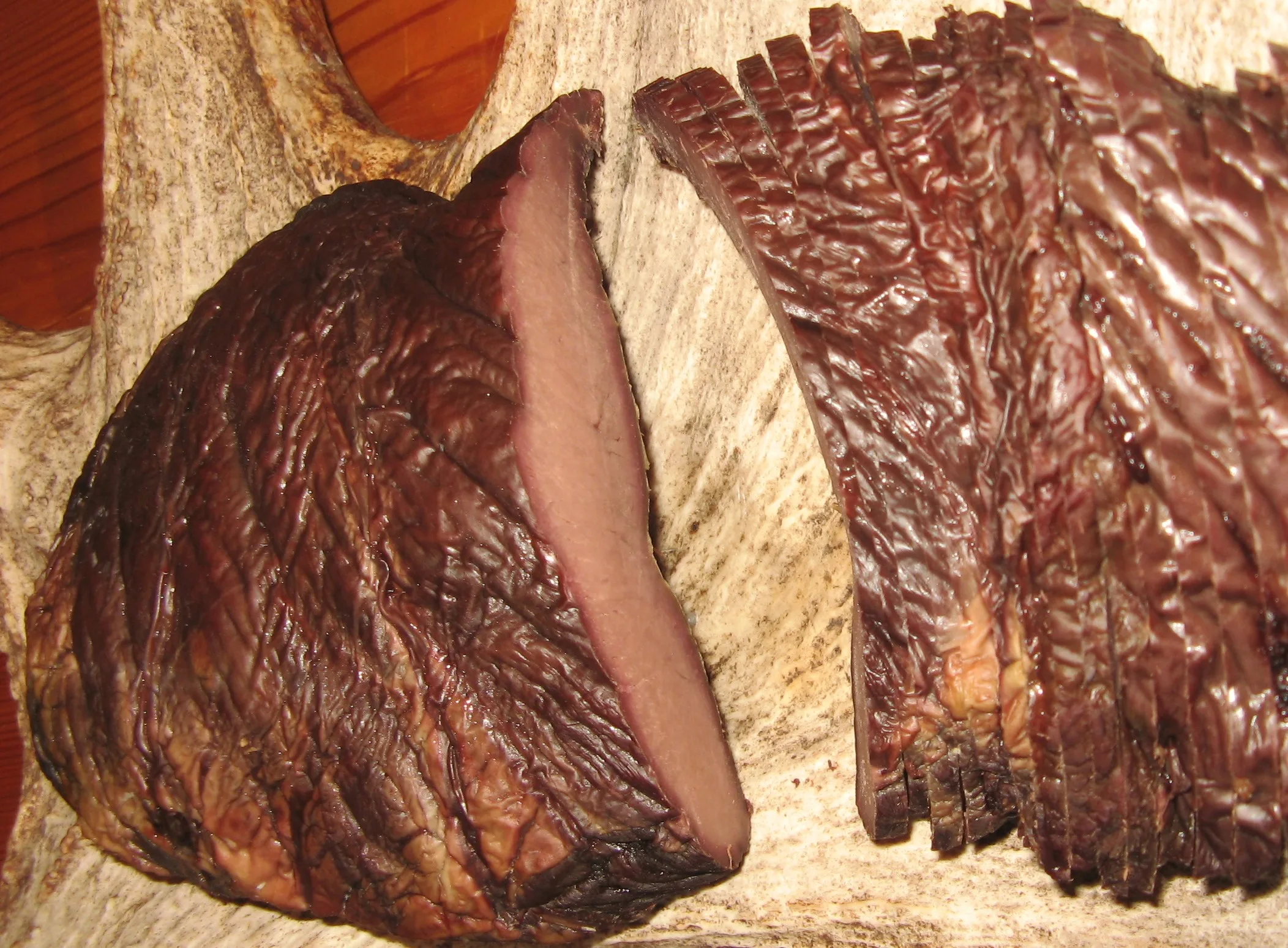 Hot-smoked deer heart