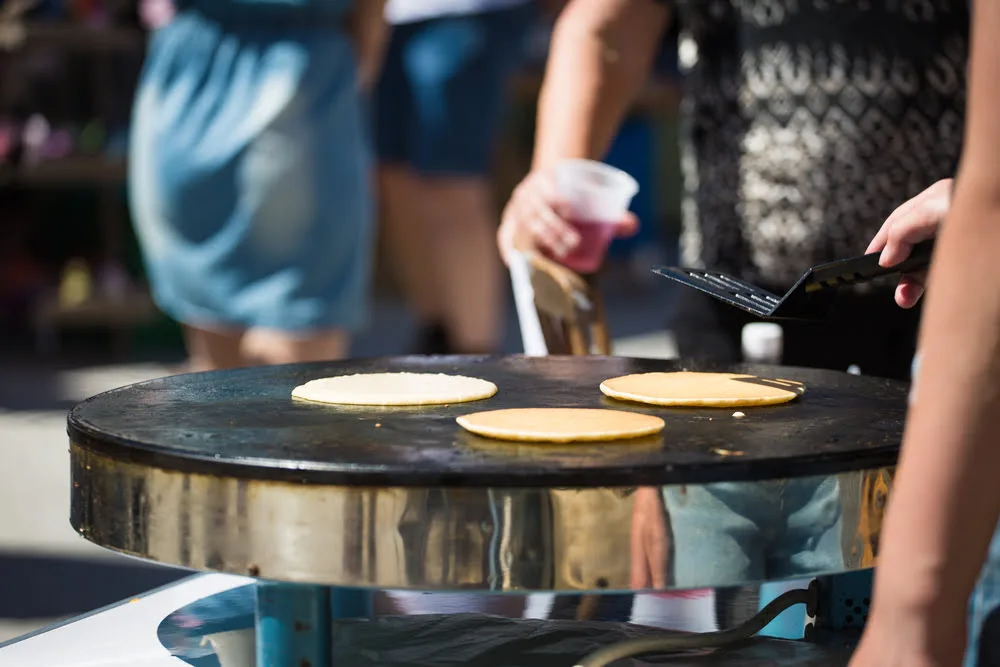 Cooking outdoors at a festival
