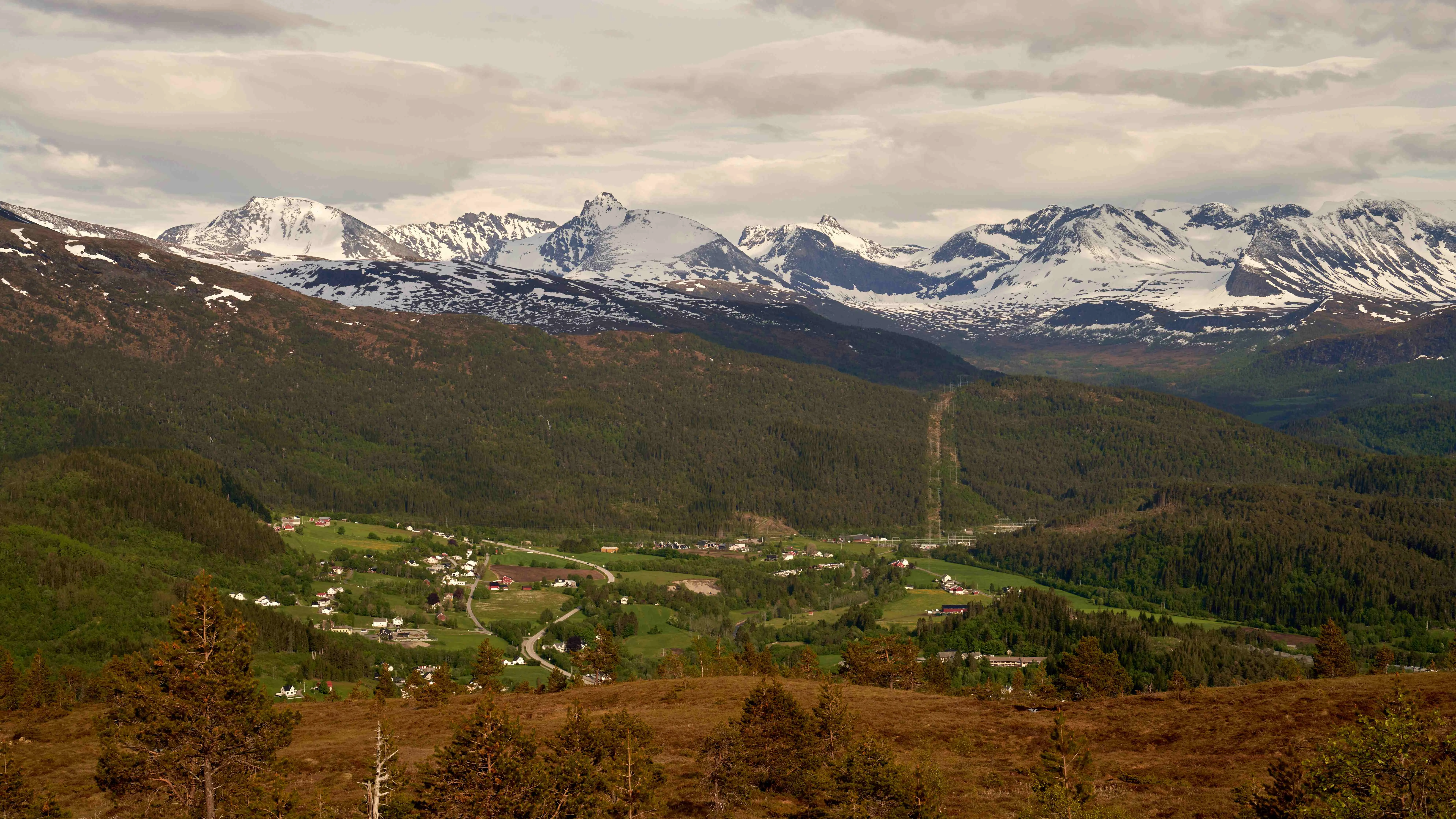 Mountain and fjord landscape near Sjøholt