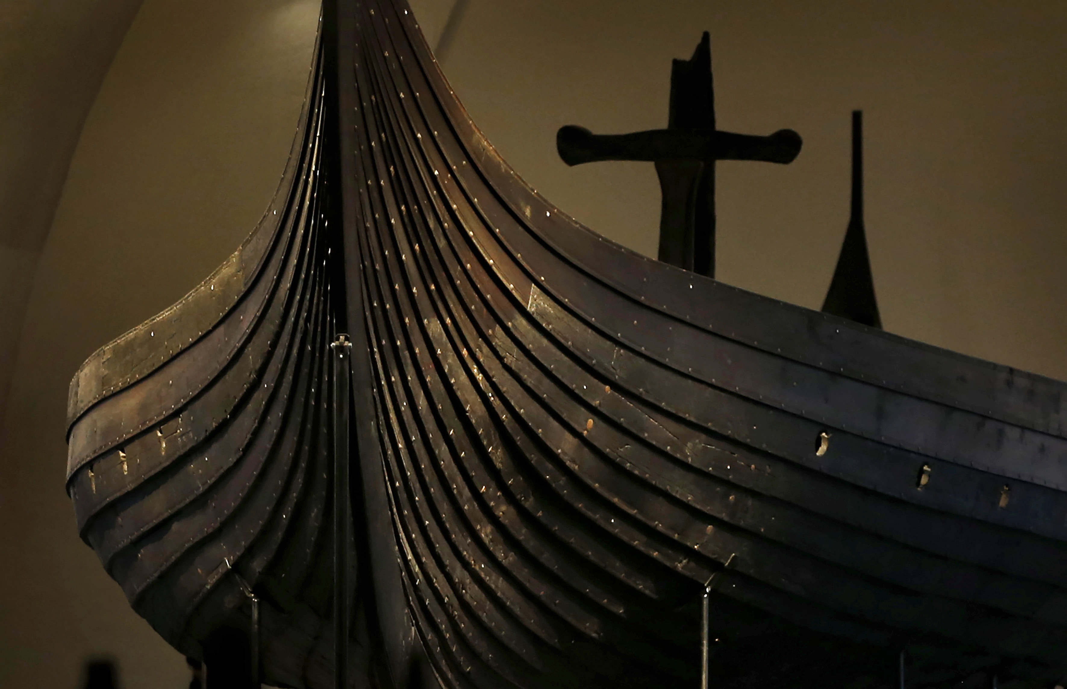 The bow of the Gokstad ship at the Viking Ship Museum in Oslo