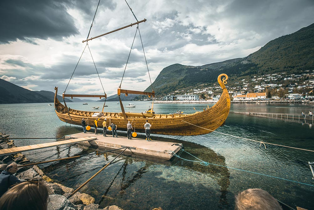 Full-size replica of the Myklebust ship at Sagastad in Nordfjordeid